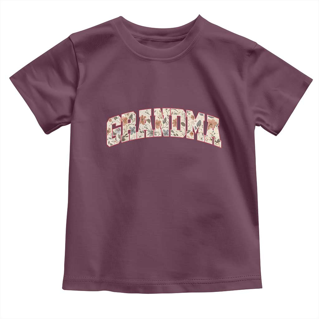 Vintage Floral Grandma Toddler T Shirt Mothers Day Gift Idea TS12 Maroon Print Your Wear