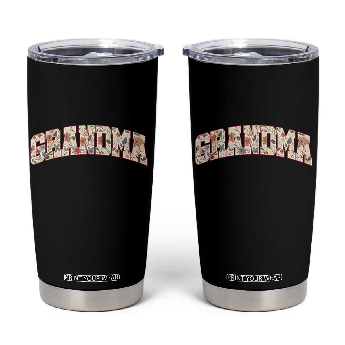 Vintage Floral Grandma Tumbler Cup Mothers Day Gift Idea TS12 Black Print Your Wear
