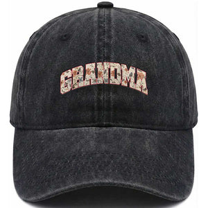 Vintage Floral Grandma Washed Cotton Baseball Cap Mothers Day Gift Idea TS12 Print Your Wear
