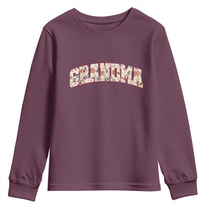 Vintage Floral Grandma Youth Sweatshirt Mothers Day Gift Idea TS12 Maroon Print Your Wear