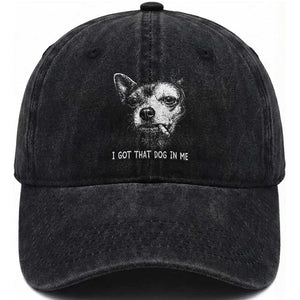 Funny Chihuahua Smoking Meme Washed Cotton Baseball Cap I Got That Dog In Me TS12 Print Your Wear