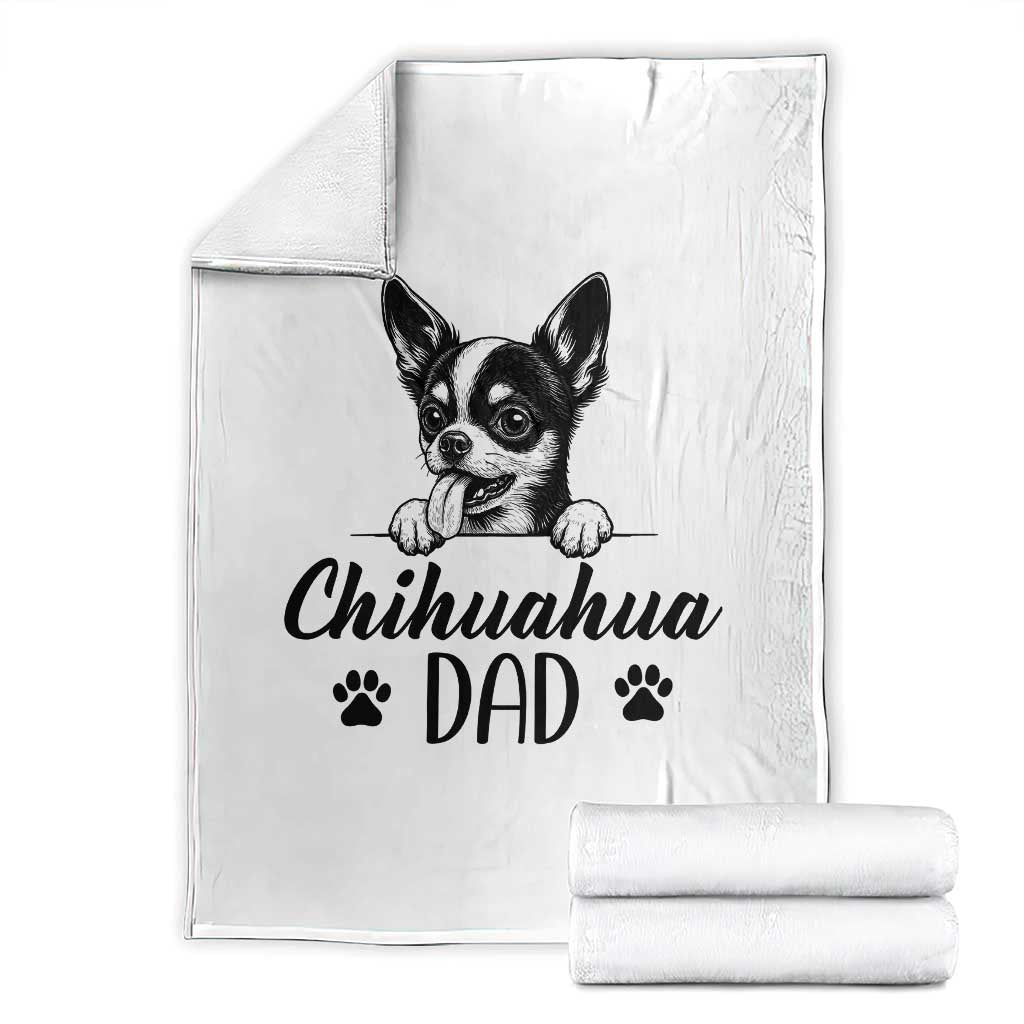 Proud Chihuahua Dad Throw Blanket Dog Lover Gift Idea TS12 White Print Your Wear
