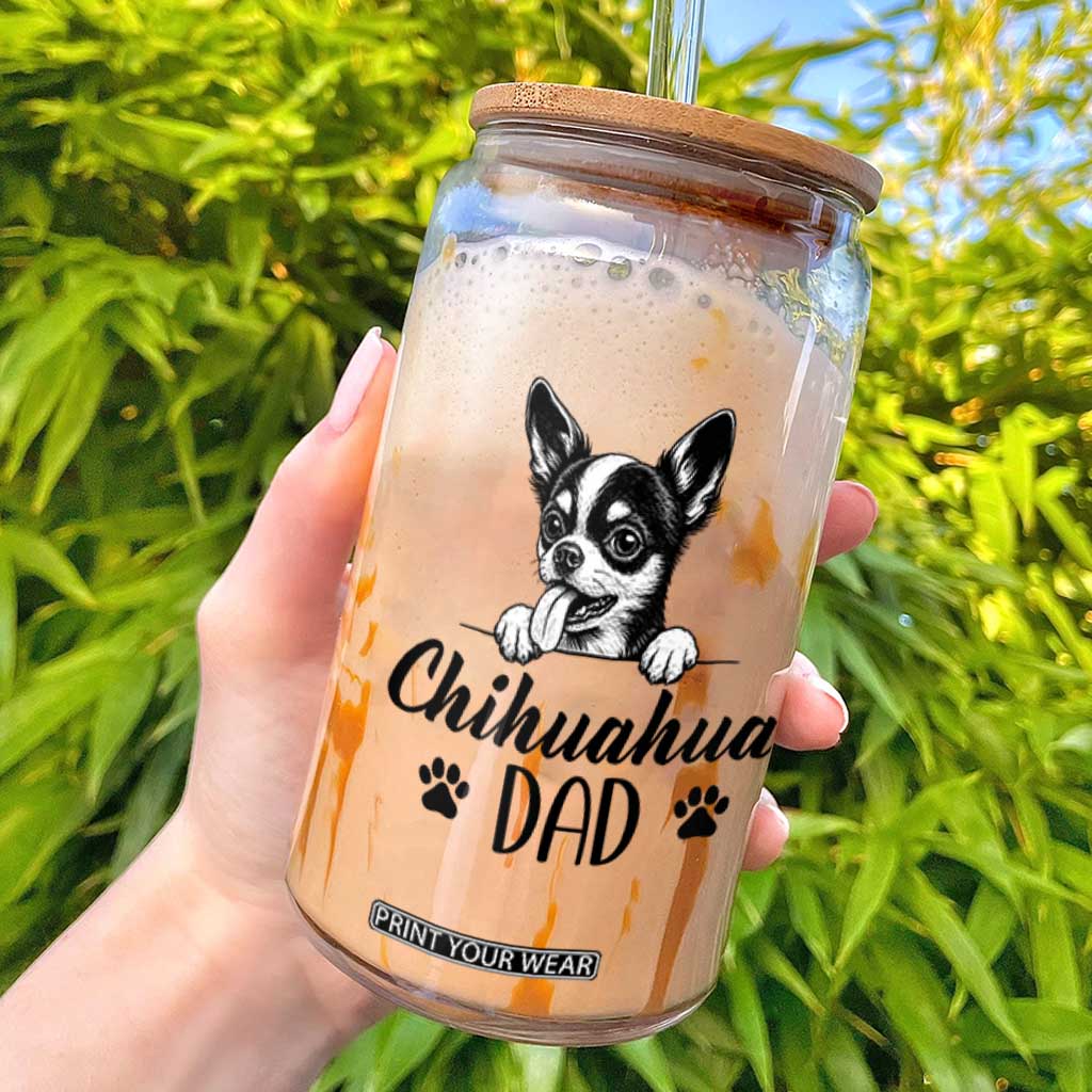 Proud Chihuahua Dad Glass Can Dog Lover Gift Idea TS12 White Print Your Wear