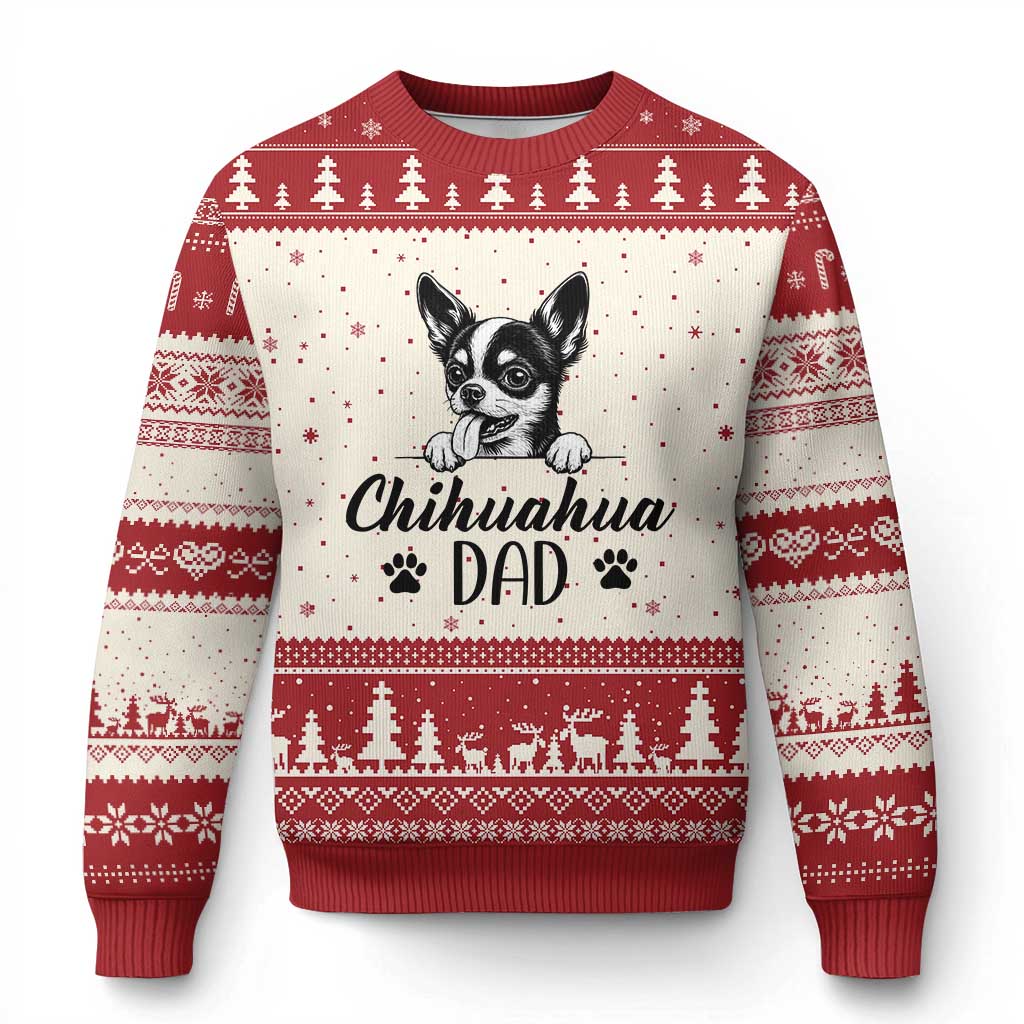 Proud Chihuahua Dad Ugly Christmas Sweater Dog Lover Gift Idea TS12 Beige Red Print Your Wear