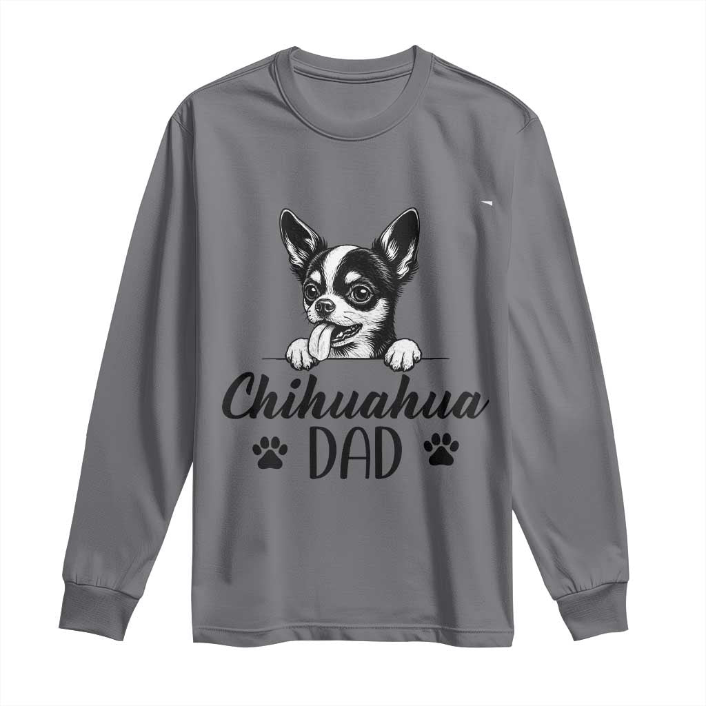 Proud Chihuahua Dad Long Sleeve Shirt Dog Lover Gift Idea TS12 Charcoal Print Your Wear