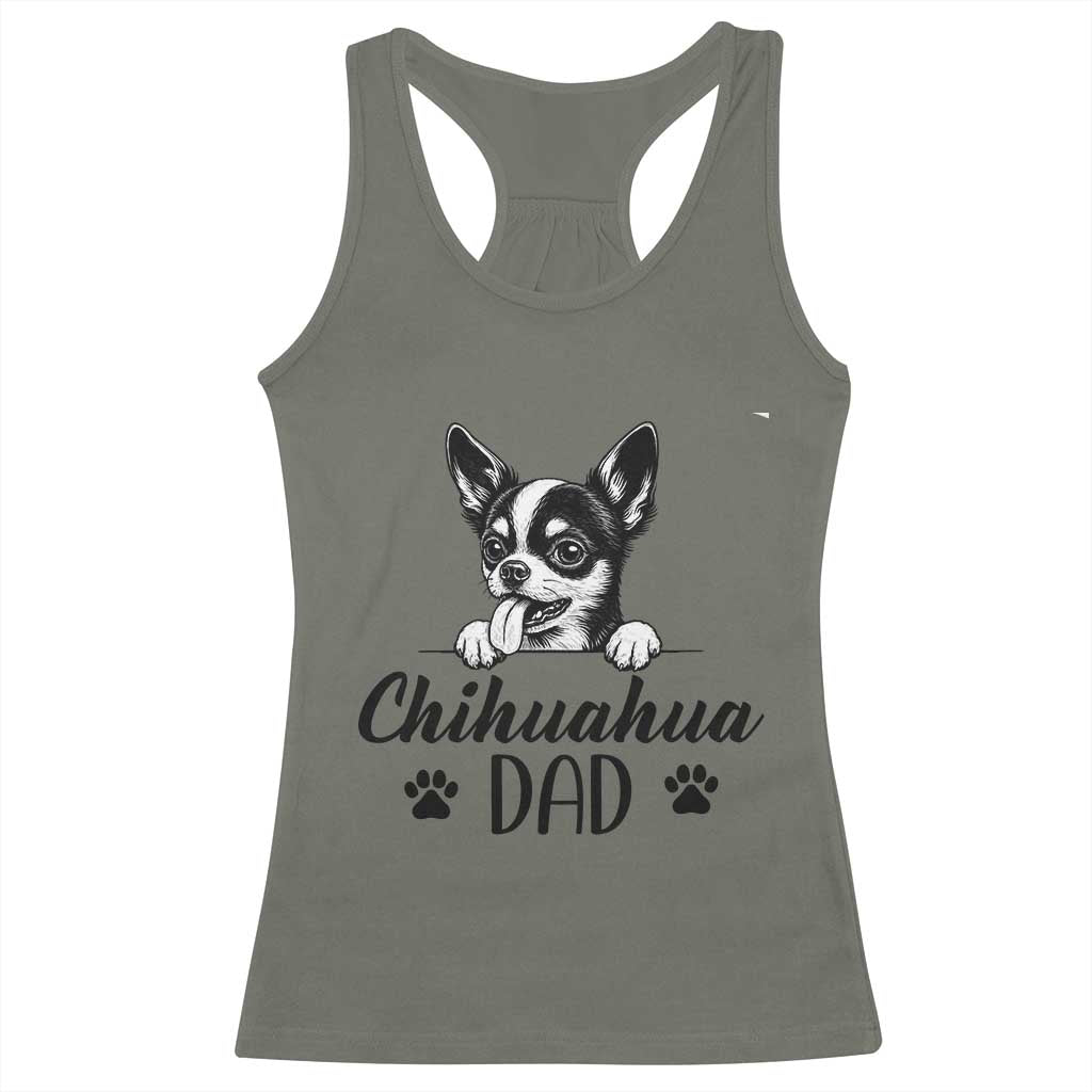 Proud Chihuahua Dad Racerback Tank Top Dog Lover Gift Idea TS12 Military Green Print Your Wear