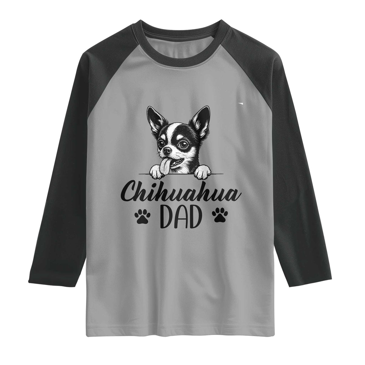 Proud Chihuahua Dad Raglan Shirt Dog Lover Gift Idea TS12 Sport Gray Black Print Your Wear
