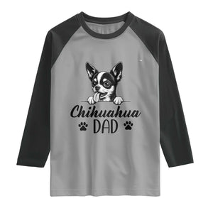 Proud Chihuahua Dad Raglan Shirt Dog Lover Gift Idea TS12 Sport Gray Black Print Your Wear