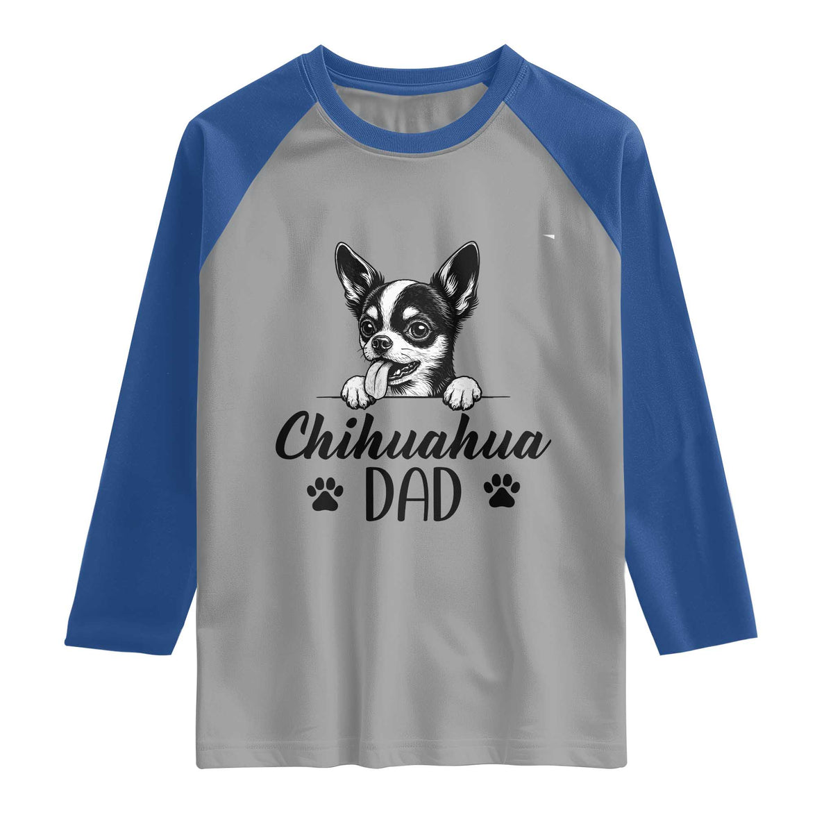 Proud Chihuahua Dad Raglan Shirt Dog Lover Gift Idea TS12 Sport Gray Royal Print Your Wear