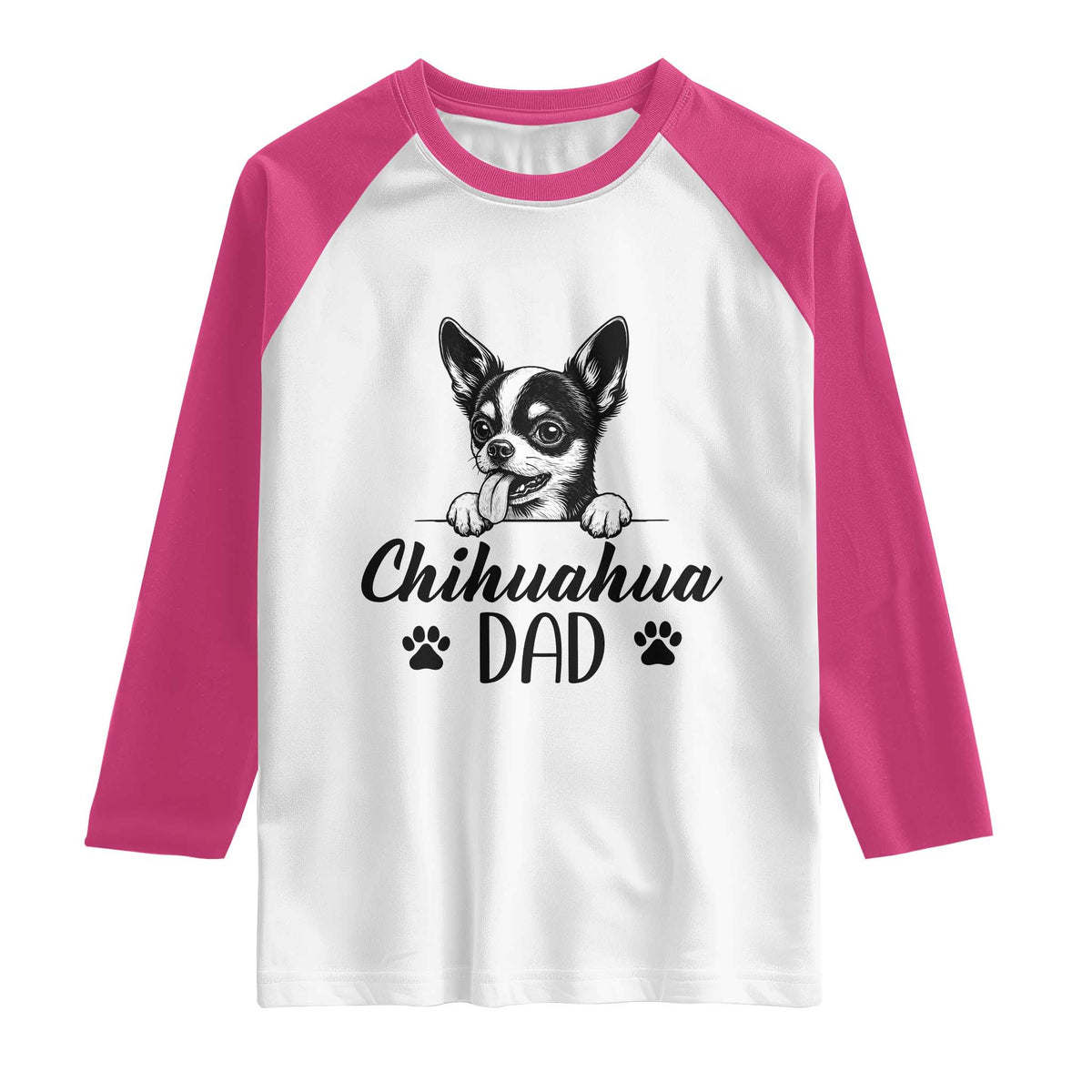 Proud Chihuahua Dad Raglan Shirt Dog Lover Gift Idea TS12 White Heliconia Print Your Wear