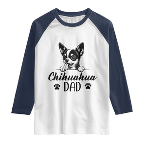 Proud Chihuahua Dad Raglan Shirt Dog Lover Gift Idea TS12 White Navy Print Your Wear