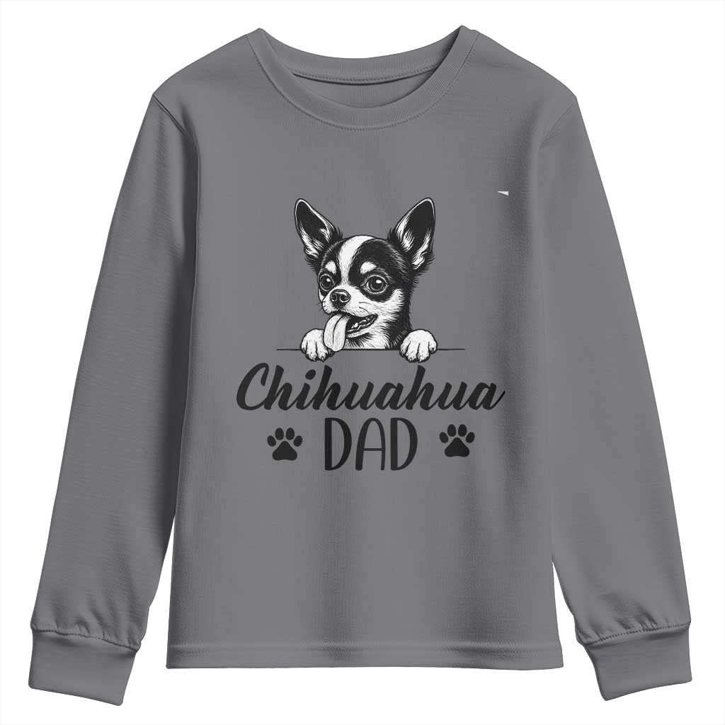 Proud Chihuahua Dad Youth Sweatshirt Dog Lover Gift Idea TS12 Charcoal Print Your Wear