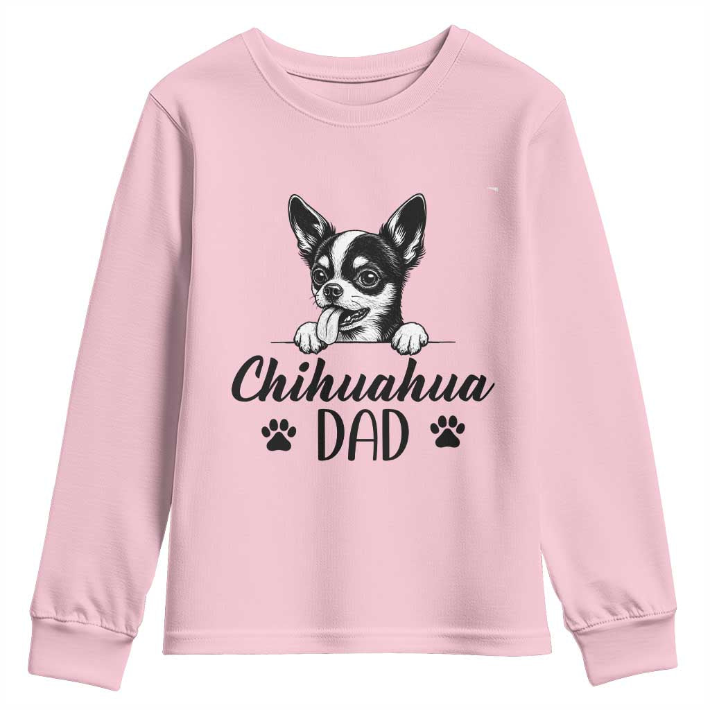 Proud Chihuahua Dad Youth Sweatshirt Dog Lover Gift Idea TS12 Light Pink Print Your Wear