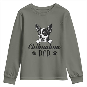 Proud Chihuahua Dad Youth Sweatshirt Dog Lover Gift Idea TS12 Military Green Print Your Wear