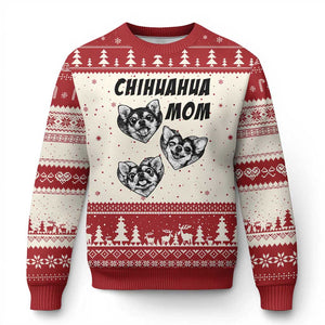 Proud Chihuahua Mom Ugly Christmas Sweater Ankle Biter Dog Lover TS12 Beige Red Print Your Wear
