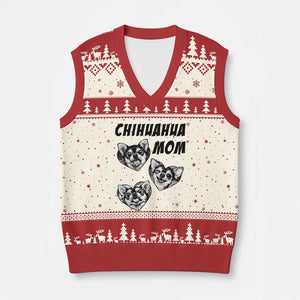 Proud Chihuahua Mom V-Neck Knit Sweater Vest Ankle Biter Dog Lover TS12 Beige Red Print Your Wear