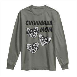 Proud Chihuahua Mom Long Sleeve Shirt Ankle Biter Dog Lover TS12 Military Green Print Your Wear