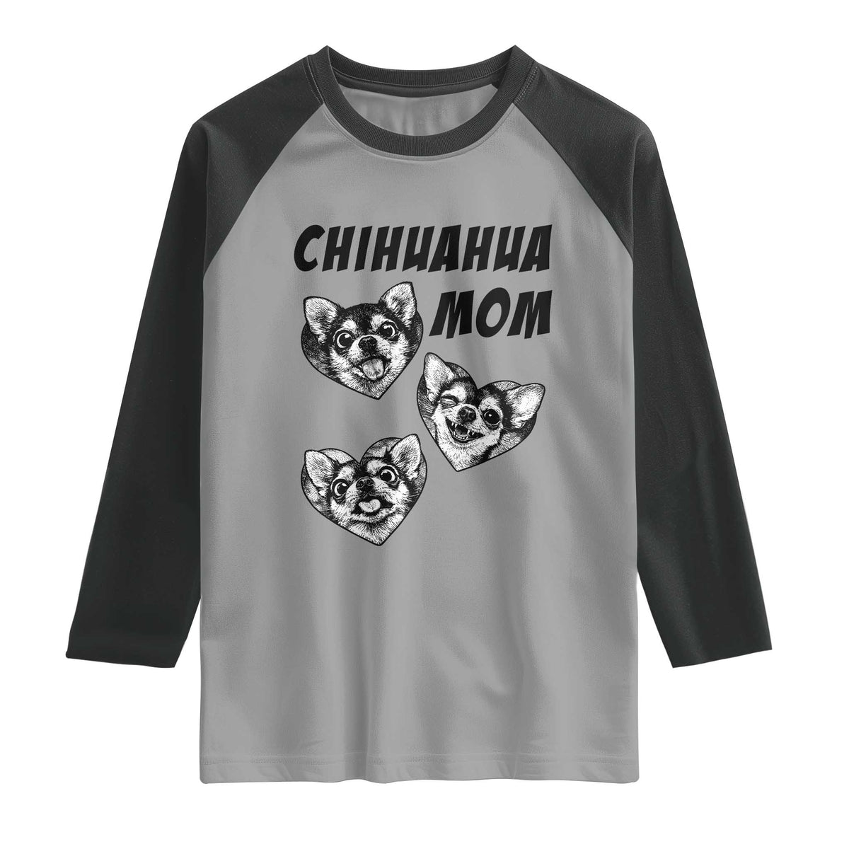 Proud Chihuahua Mom Raglan Shirt Ankle Biter Dog Lover TS12 Sport Gray Black Print Your Wear