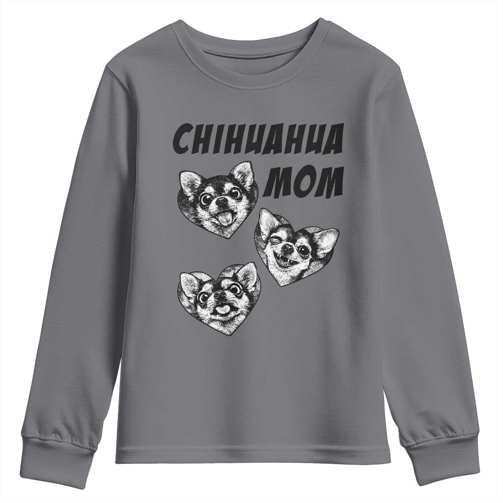 Proud Chihuahua Mom Youth Sweatshirt Ankle Biter Dog Lover TS12 Charcoal Print Your Wear