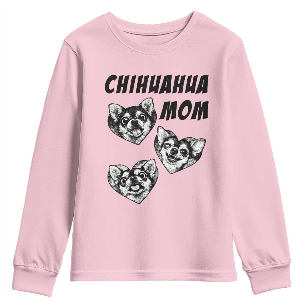 Proud Chihuahua Mom Youth Sweatshirt Ankle Biter Dog Lover TS12 Light Pink Print Your Wear