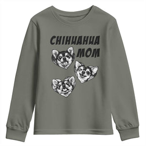 Proud Chihuahua Mom Youth Sweatshirt Ankle Biter Dog Lover TS12 Military Green Print Your Wear