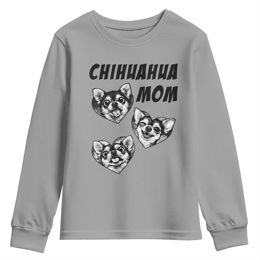 Proud Chihuahua Mom Youth Sweatshirt Ankle Biter Dog Lover TS12 Sport Gray Print Your Wear