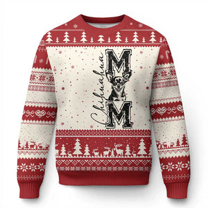 Chihuahua Mom Gift Ugly Christmas Sweater Mothers Day Dog Lover TS12 Beige Red Print Your Wear