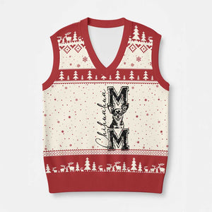 Chihuahua Mom Gift V-Neck Knit Sweater Vest Mothers Day Dog Lover TS12 Beige Red Print Your Wear