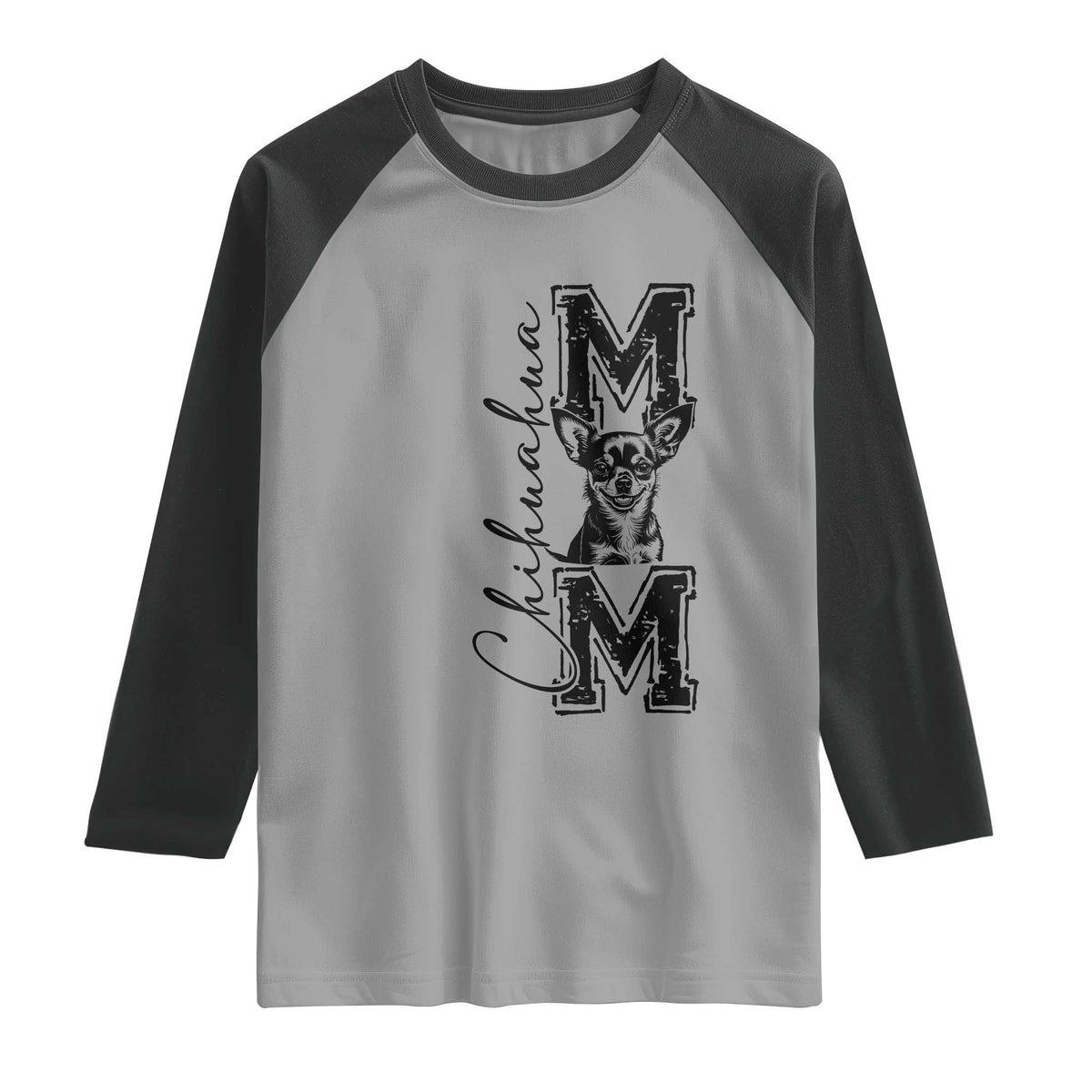 Chihuahua Mom Gift Raglan Shirt Mothers Day Dog Lover TS12 Sport Gray Black Print Your Wear
