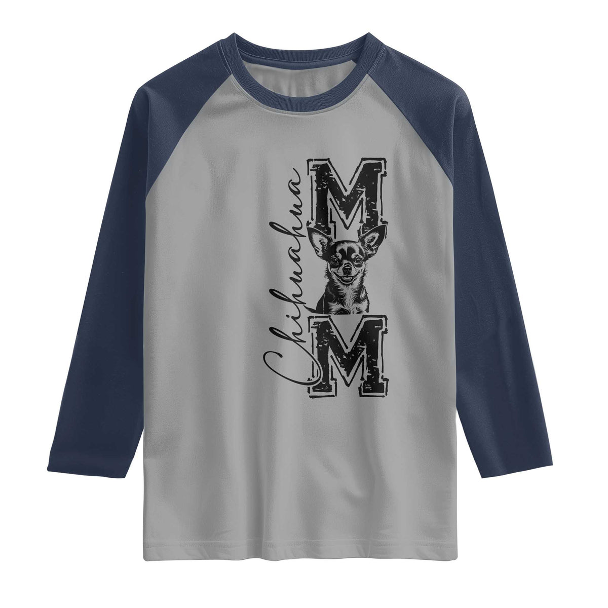 Chihuahua Mom Gift Raglan Shirt Mothers Day Dog Lover TS12 Sport Gray Navy Print Your Wear