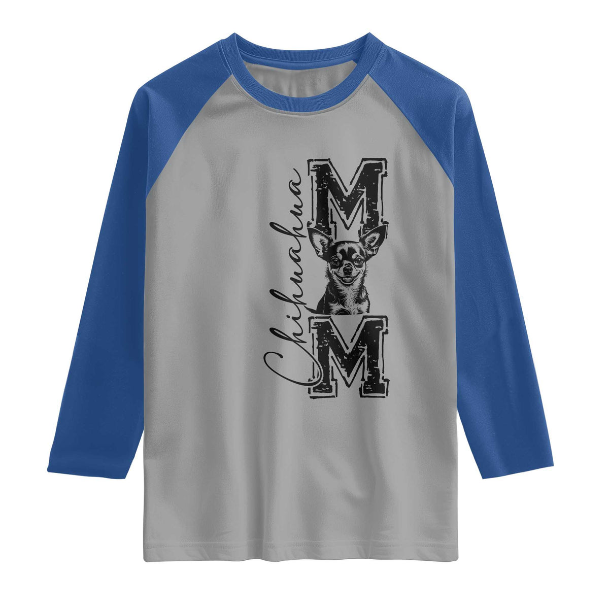 Chihuahua Mom Gift Raglan Shirt Mothers Day Dog Lover TS12 Sport Gray Royal Print Your Wear