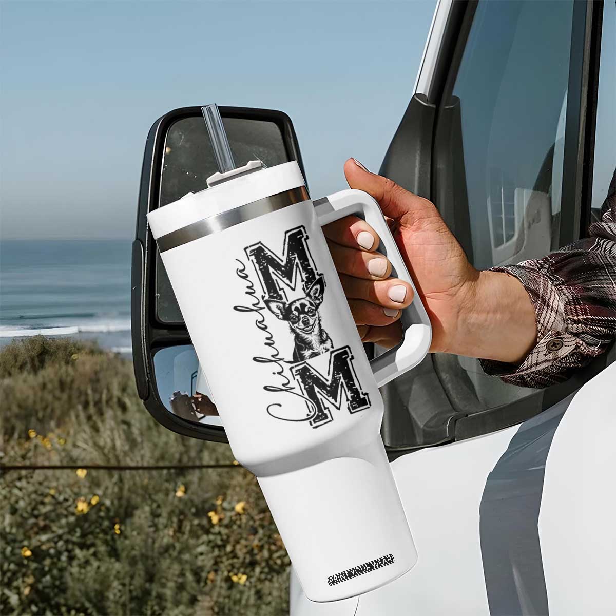 Chihuahua Mom Gift Tumbler With Handle Mothers Day Dog Lover TS12 Print Your Wear