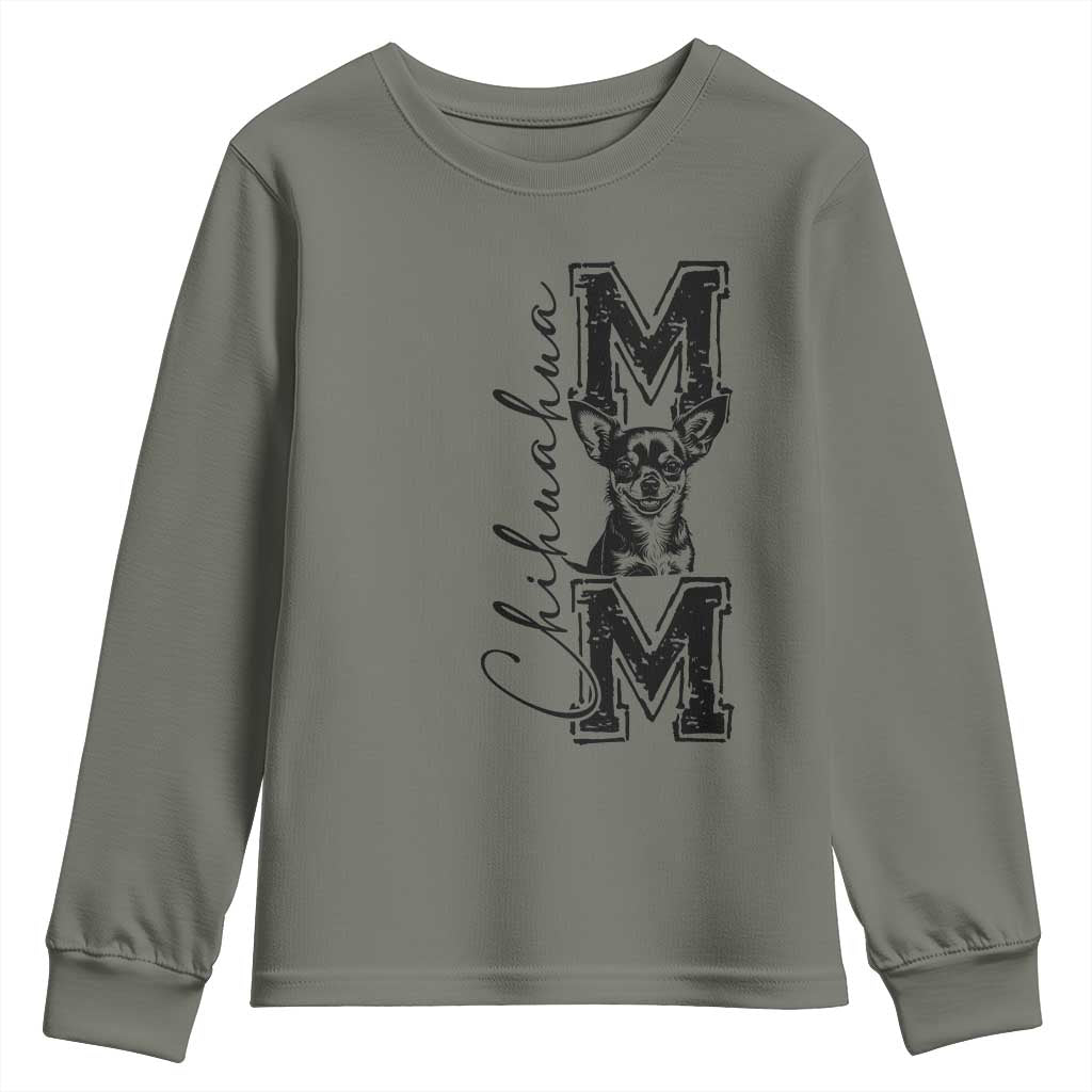 Chihuahua Mom Gift Youth Sweatshirt Mothers Day Dog Lover TS12 Military Green Print Your Wear