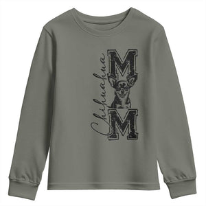 Chihuahua Mom Gift Youth Sweatshirt Mothers Day Dog Lover TS12 Military Green Print Your Wear