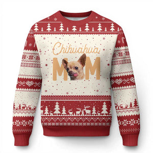Proud Dog Mom Chihuahua Ugly Christmas Sweater Mothers Day Lover Gift TS12 Beige Red Print Your Wear