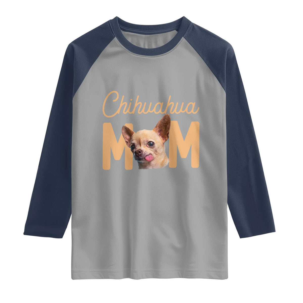 Proud Dog Mom Chihuahua Raglan Shirt Mothers Day Lover Gift TS12 Sport Gray Navy Print Your Wear
