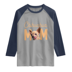 Proud Dog Mom Chihuahua Raglan Shirt Mothers Day Lover Gift TS12 Sport Gray Navy Print Your Wear