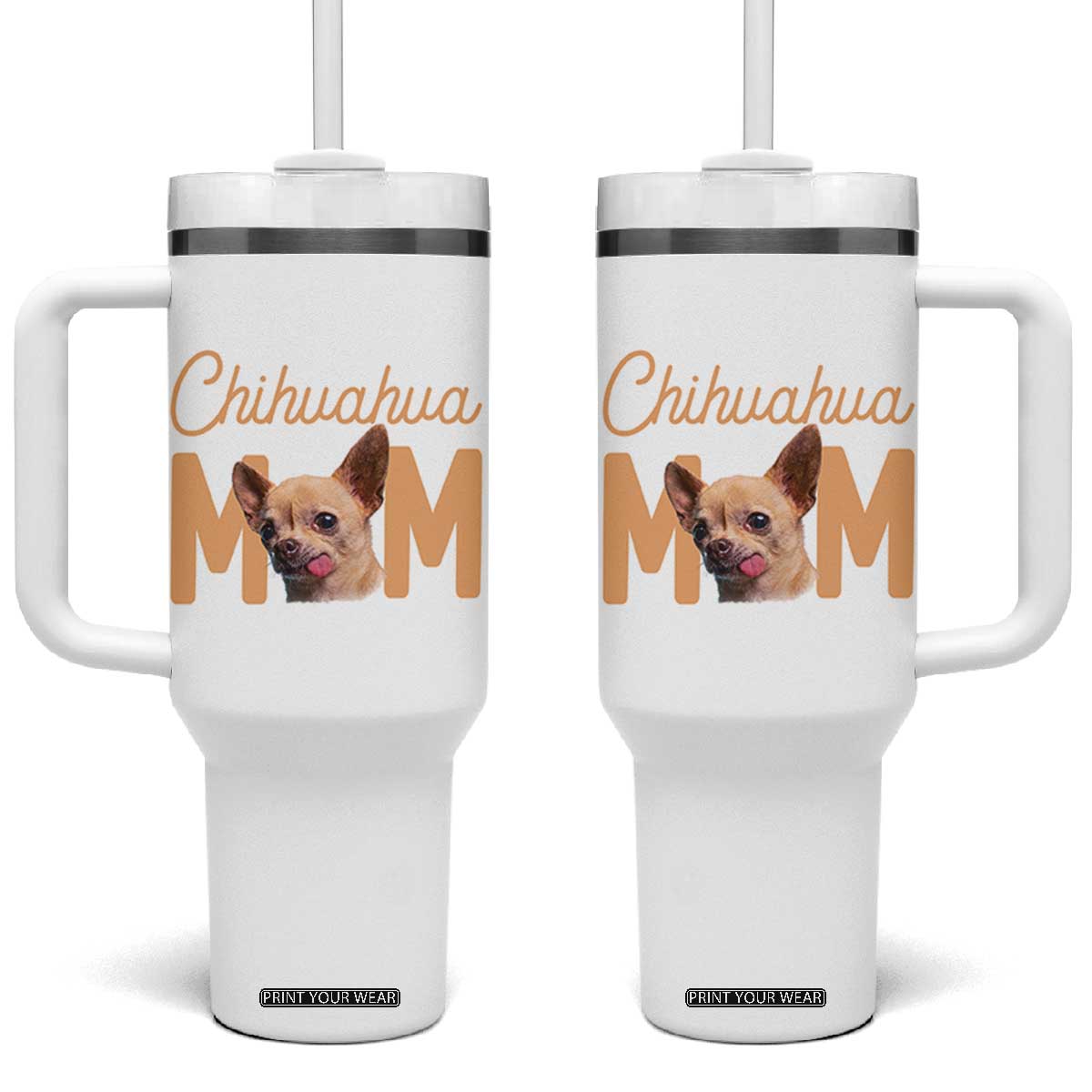 Proud Dog Mom Chihuahua Tumbler With Handle Mothers Day Lover Gift TS12 One Size: 40 oz White Print Your Wear