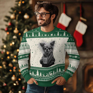 Funny Chihuahua Coffee Lover Ugly Christmas Sweater Do Not Talk To Me Yet TS12 Beige Green Print Your Wear