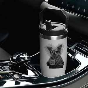 Funny Chihuahua Coffee Lover Flip Straw Tumbler Do Not Talk To Me Yet TS12 Print Your Wear