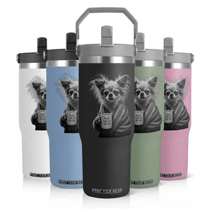 Funny Chihuahua Coffee Lover Flip Straw Tumbler Do Not Talk To Me Yet TS12 Print Your Wear