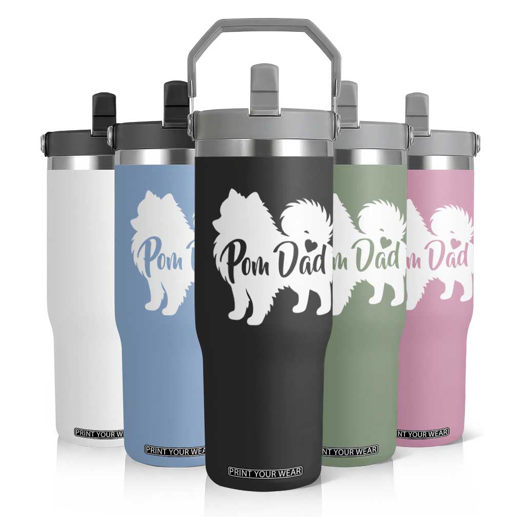 Proud Pomeranian Dad Flip Straw Tumbler Small Breed Dog Owner Gift TS12 Print Your Wear