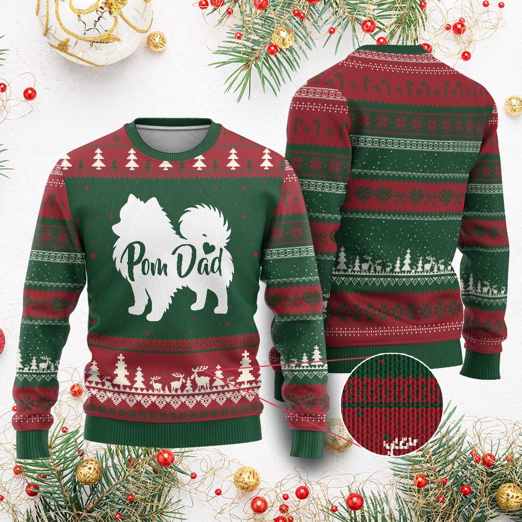 Proud Pomeranian Dad Ugly Christmas Sweater Small Breed Dog Owner Gift TS12 Red Green Print Your Wear