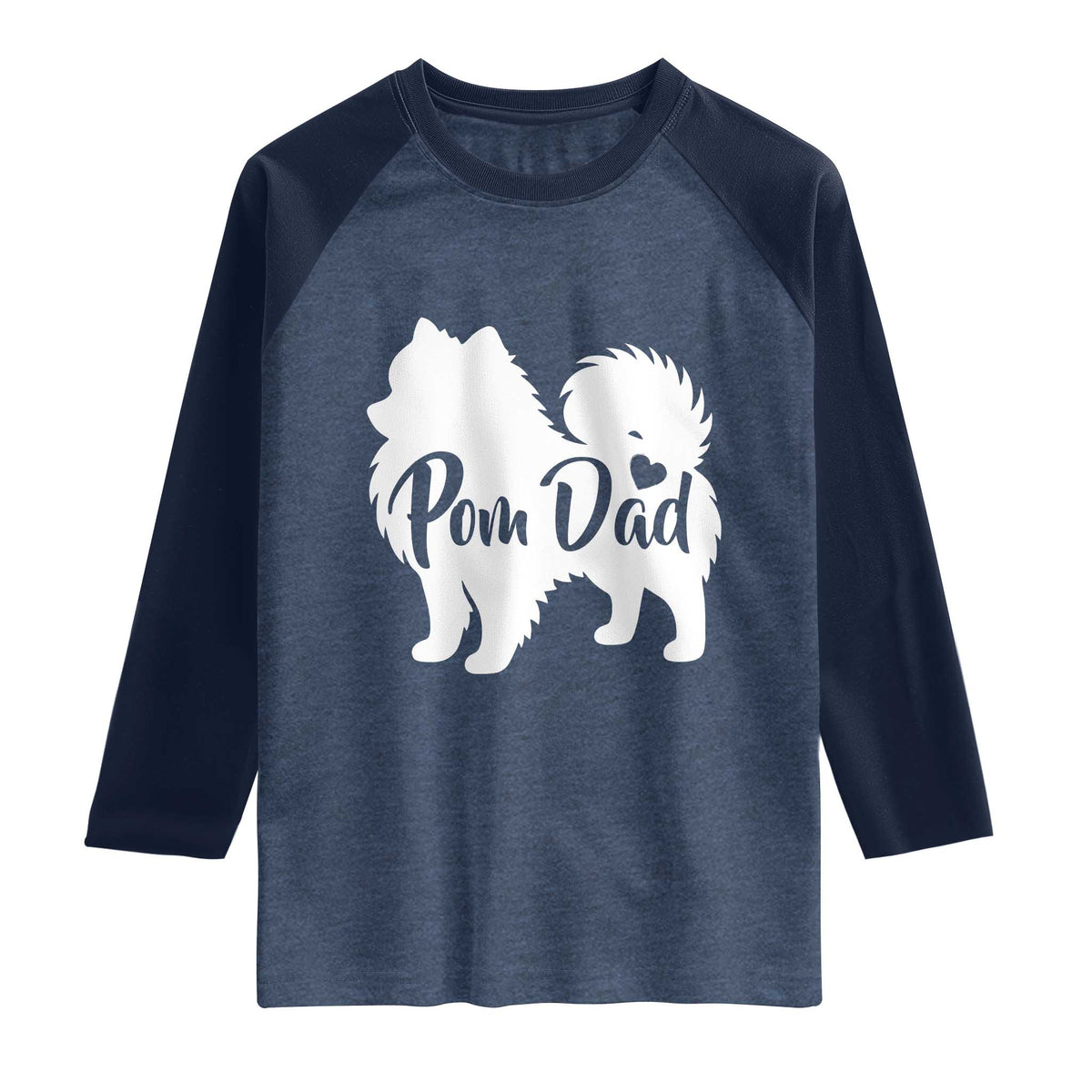 Proud Pomeranian Dad Raglan Shirt Small Breed Dog Owner Gift TS12 Heather Denim Navy Print Your Wear