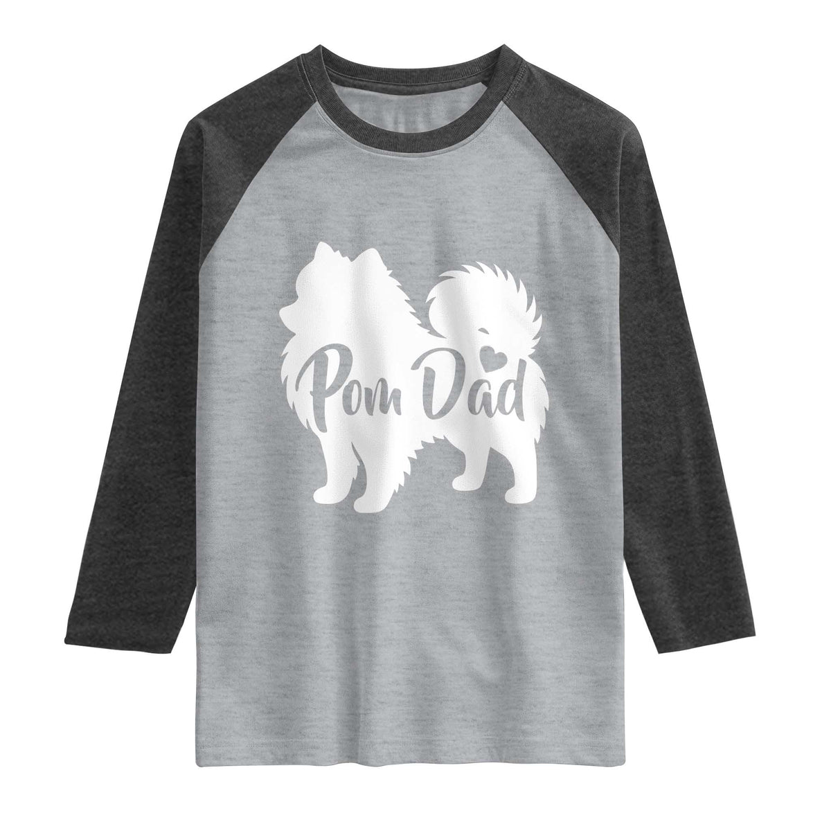 Proud Pomeranian Dad Raglan Shirt Small Breed Dog Owner Gift TS12 Heather Gray Heather Charcoal Print Your Wear