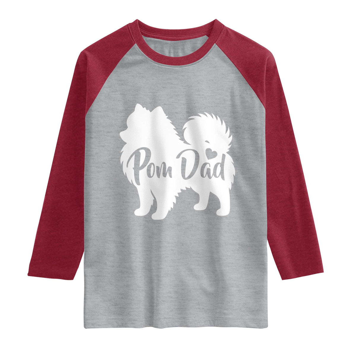 Proud Pomeranian Dad Raglan Shirt Small Breed Dog Owner Gift TS12 Heather Gray Heather Red Print Your Wear