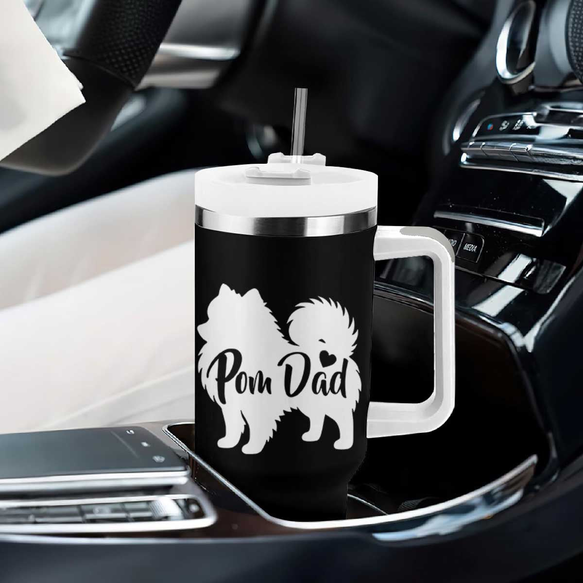 Proud Pomeranian Dad Tumbler With Handle Small Breed Dog Owner Gift TS12 Print Your Wear
