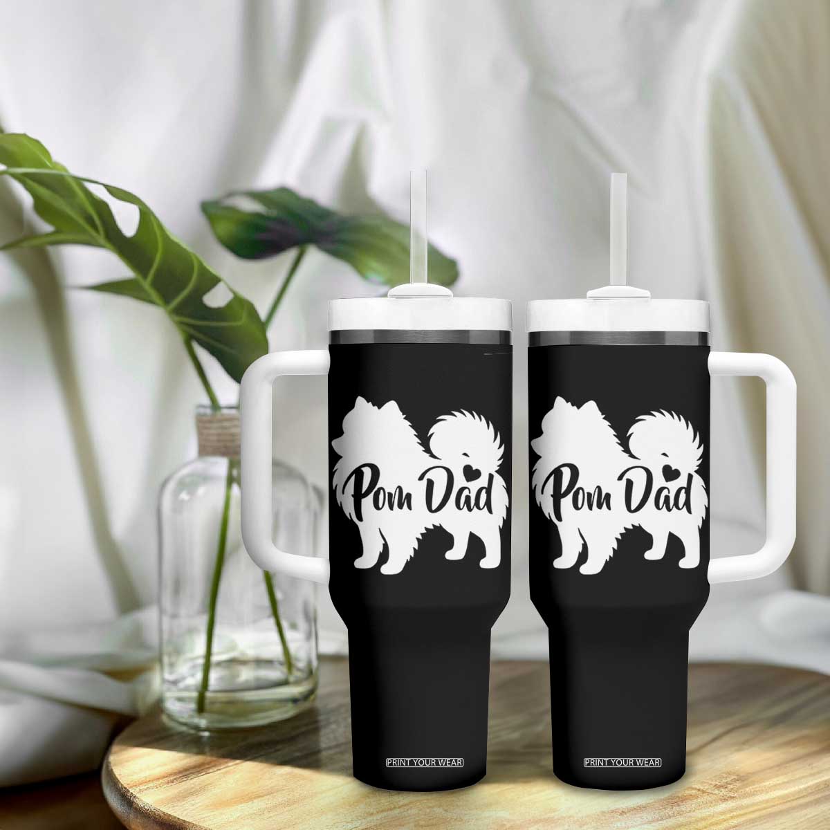 Proud Pomeranian Dad Tumbler With Handle Small Breed Dog Owner Gift TS12 Print Your Wear