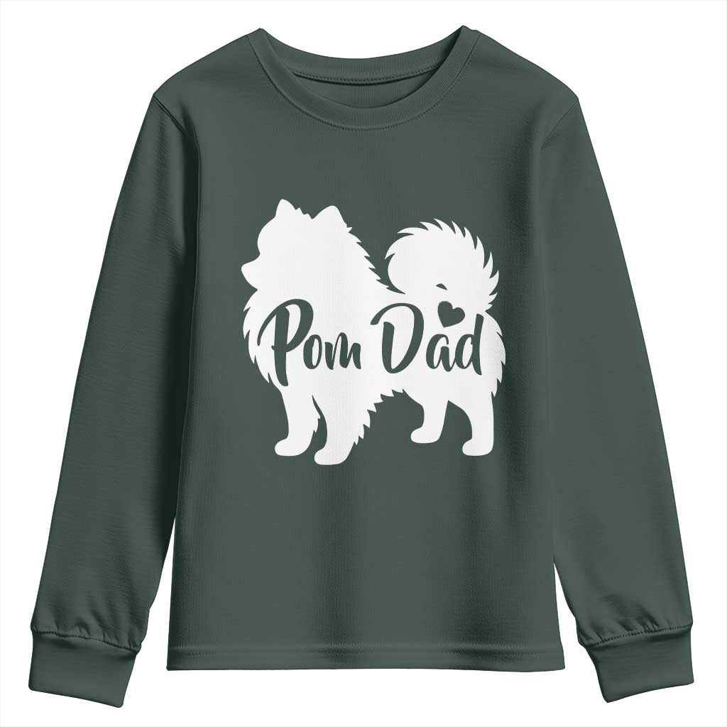 Proud Pomeranian Dad Youth Sweatshirt Small Breed Dog Owner Gift TS12 Dark Forest Green Print Your Wear
