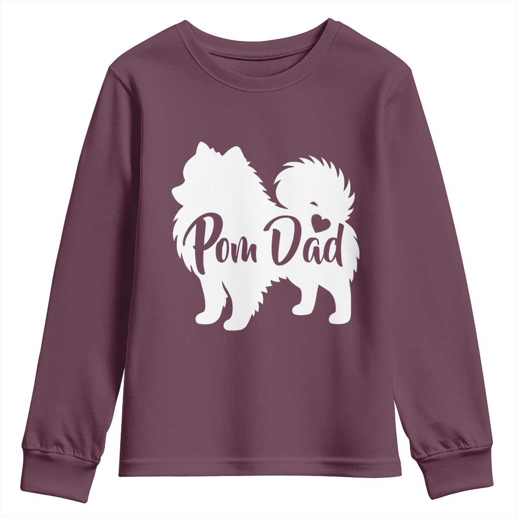 Proud Pomeranian Dad Youth Sweatshirt Small Breed Dog Owner Gift TS12 Maroon Print Your Wear